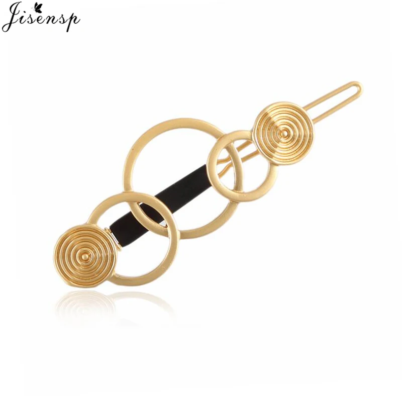 

Jisensp Top Quality Gold Silver Color Metal Hairpin Girls' Hair Clips Women Fashion Hair Accessories Circle Hair Clips Hairpins