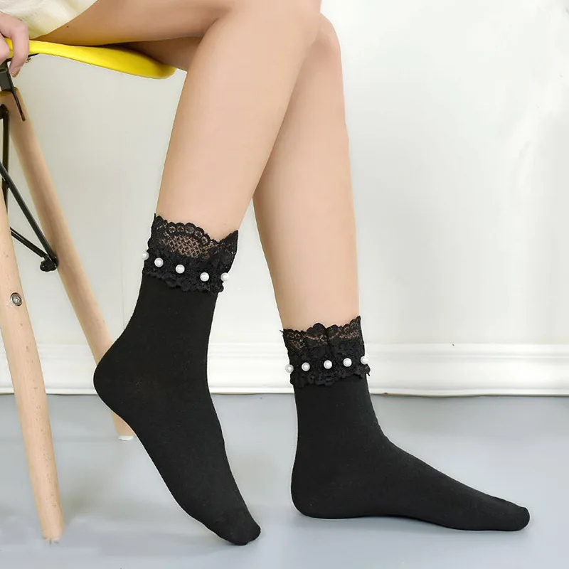 [EIOISAPRA] Весна лето продукт носки для женщин Япония Harajuku шелк кружево жемчуг Meias мягкие лаконичные удобные носки ручной работы