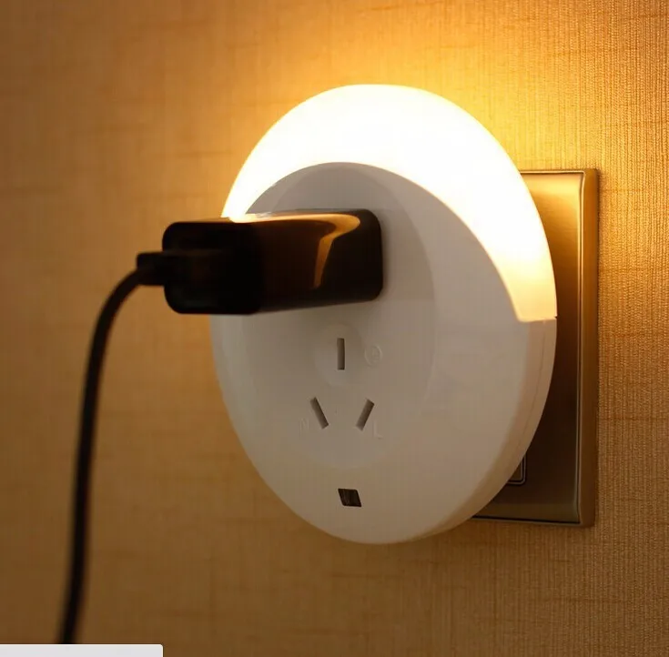 Двойной USB Мощный светодиодный ночник Настенный светильник для спальни освещение с выключателем розетка для дома в помещении датчик света для украшения дома лампа