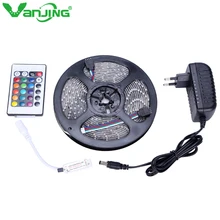 IP65 Waterproof LED Strip 5M 300Leds 3528 SMD with 12V 2A Power Adapter, 24key Mini Remote Controller only for RGB Strip Light