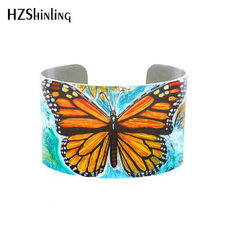 

daisey Butterfly jewellery cuff bracelet, brushed silver with blue butterflies, insect jewelry. Nature gifts for women bangle