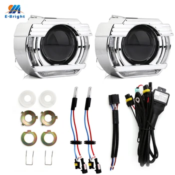 

YM E-Bright 1Set 3 Inches 6000K HID Bi Xenon Headlight Projector Lens 12V DC 35W +Angel Eyes White For H1 H4 H7 Car Styling