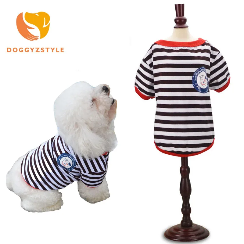 DOGGYZSTYLE Summer Dog Clothes Stripe Vest T shirt Cotton Soft Coat For
