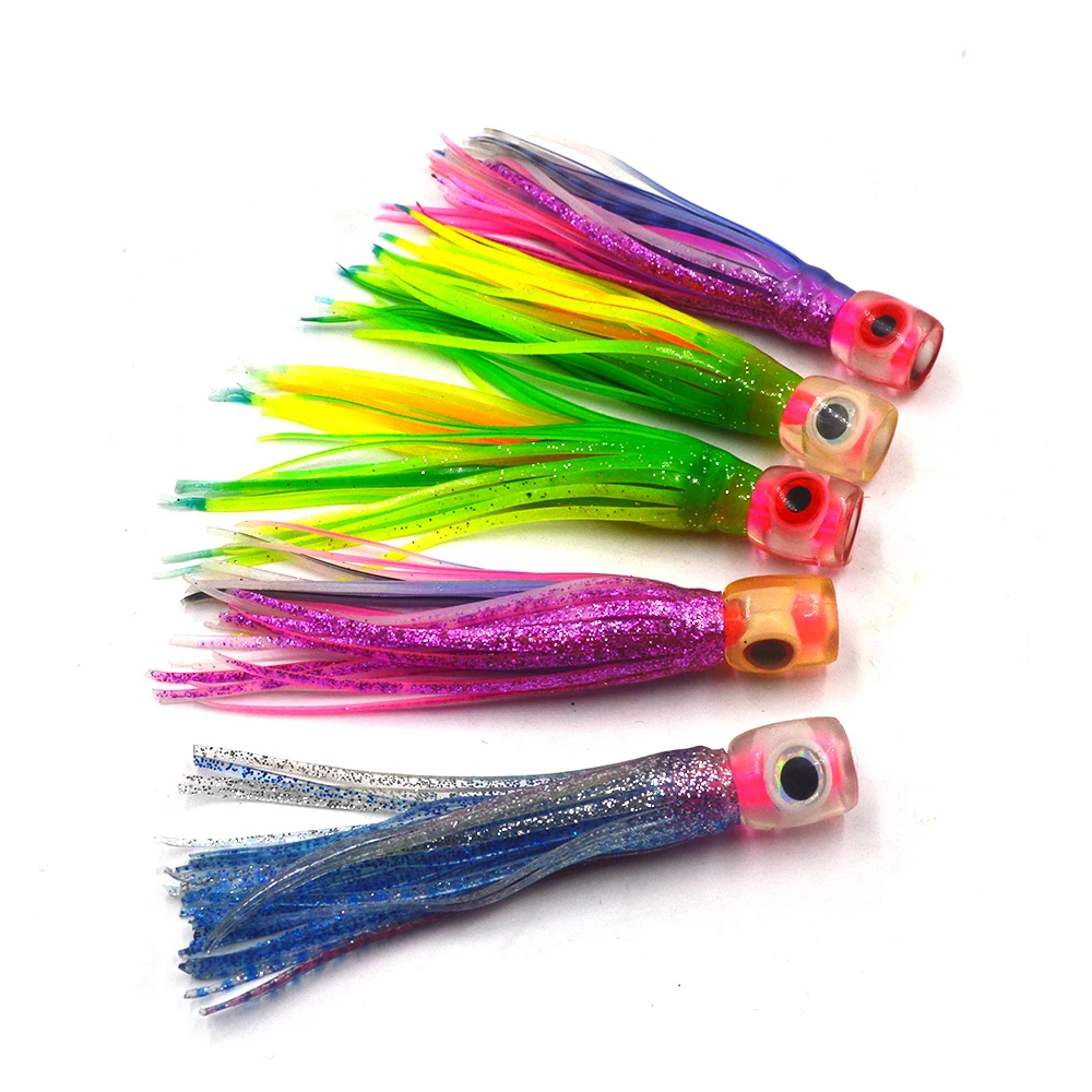 5 pcs random Mixed color Small size soft head octopus skirt bait sea trolling fishing lure salt
