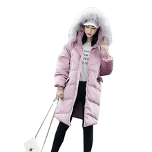 Размера плюс 5XL Женское зимнее длинное хлопковое пальто больше размера 6XL пальто с длинным рукавом женское Свободное пальто с капюшоном большого размера женское пальто