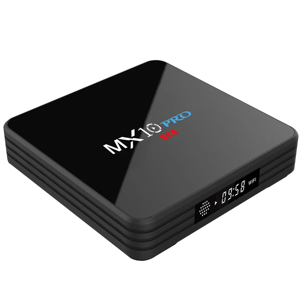 MX10 PRO ТВ коробка с цифровым Дисплей двумя камерами процессор Rockchip 3328 Android 8 1 4 Гб