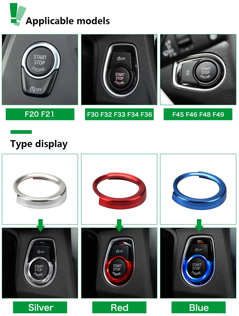 Car Engine Start Ignition Key Ring Cover for BMW X1 F48 F20 F21 F30 F32 F33 F34 F36 F45 F46 1 2 3 4 Series Accessories  (2)