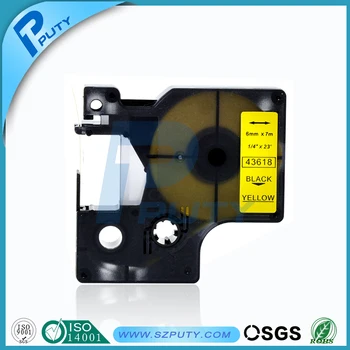 

DYMO Compatible D1 label tape 6mm black on yellow cassette dymo tape D1 43618 for dymo label printer
