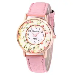 Zhoulianfa уникальные цифровые циферблатные женские часы с цветочным принтом Топ бренд класса люкс повседневные часы с кожаным ремешком