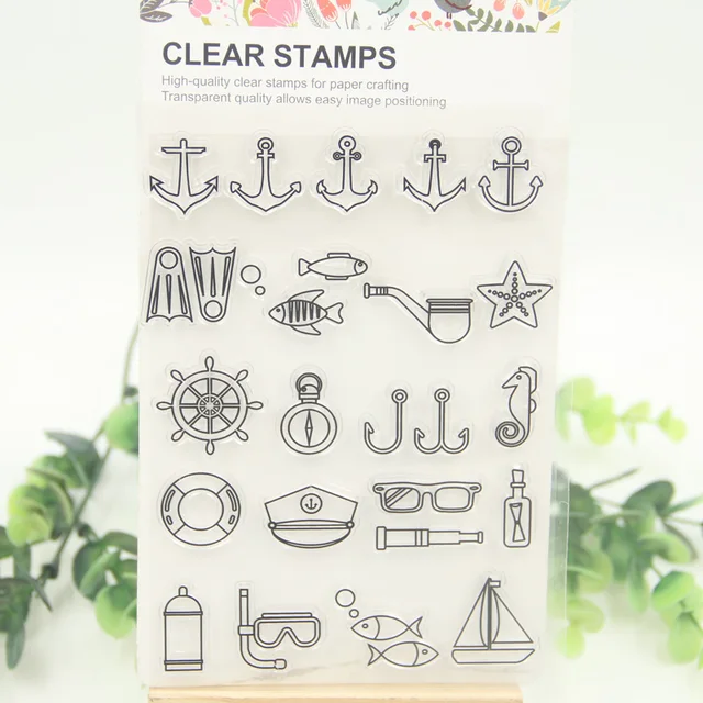 1 sheet diy sea anchor design transparent clear rubber stamp seal