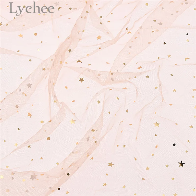 Lychee 50 см x 150 Звезда Луна Марля ткань Высокое качество сетчатая для шитья Сделай
