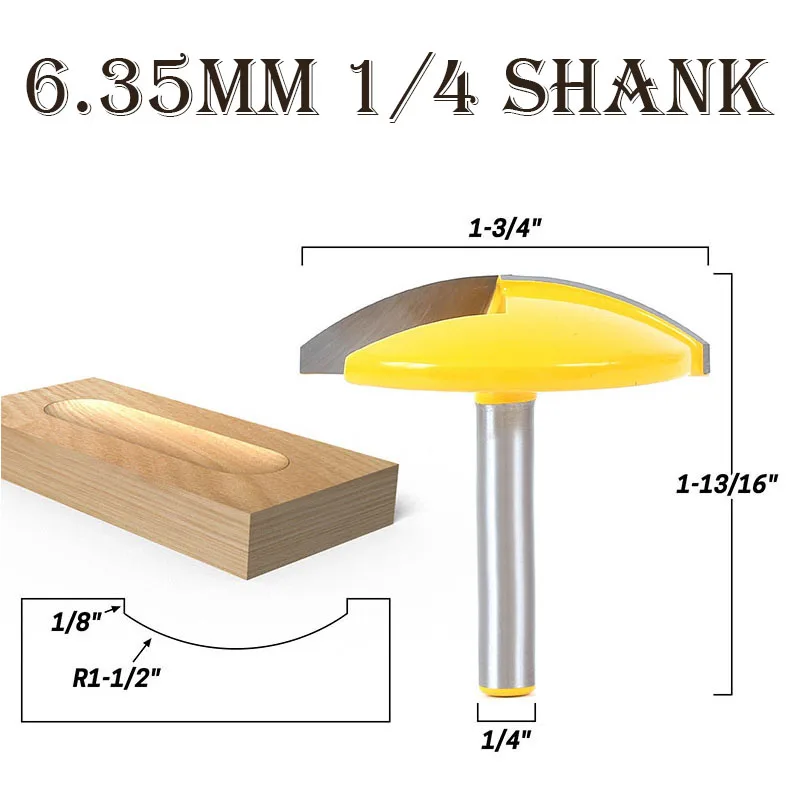 

Radius Horizontal Crown 6.35mm Shank Router Bit Woodworking Cutting Tool Engraving Carving Milling Cutter