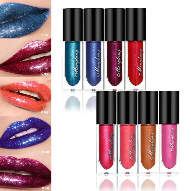 

Lasting Waterproof Lip Gloss Gilt Pearlescent Metal Lipstick Lip Fashion Color Diamond Pearl Lips Do Not Stick The Cup