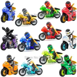 Одна распродажа Ninjagoed мотоцикл Джей Кай Зейн рисунок Lloyd Nya GARMADON строительные блоки набор наборы кирпичи игрушки для детей