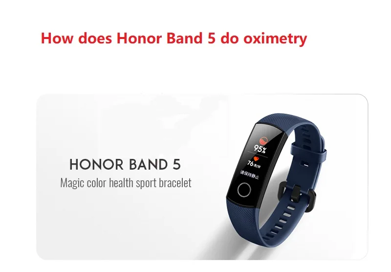 Смарт-браслет huawei Honor Band 5, оксиметр, волшебный цветной сенсорный экран, датчик сердечного ритма, сна и сна