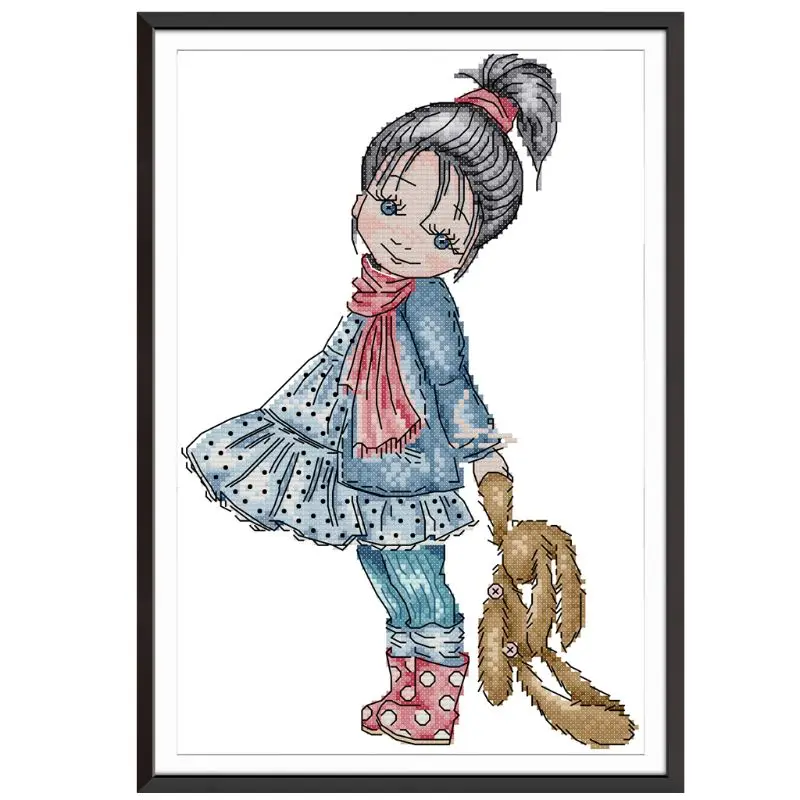 

Girl DIY Handmade Needlework Counted 14CT Printed Cross Stitch Embroidery Kit Set Home Decoration