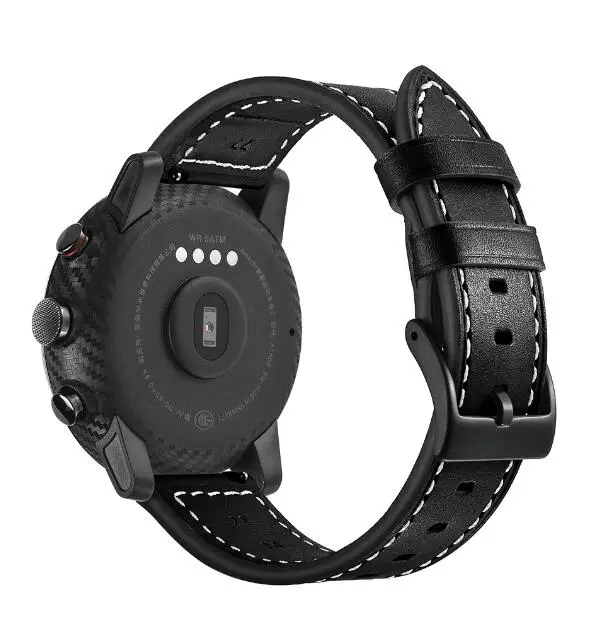 black Кожаный ремешок для Xiaomi Huami Amazfit PACE Stratos Смарт-часы браслет для Xiaomi Amazfit ремешок из натуральной кожи ремень 22 мм - Цвет: black