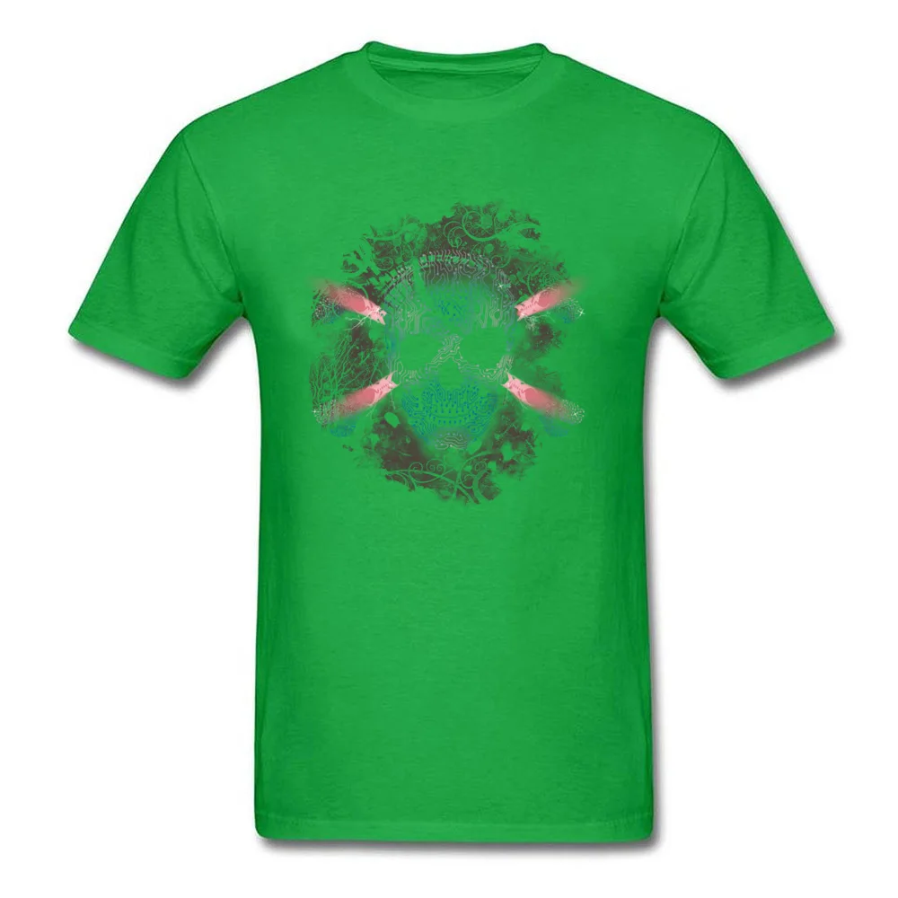 Hot Sale Cyber Skull 3D Printed Short Sleeve T-shirts VALENTINE DAY Crew Neck Pure Cotton Tops T Shirt for Men Tee-Shirts Casual Cyber Skull green