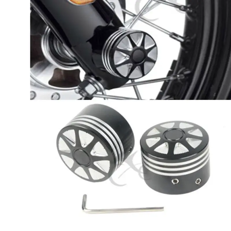 

Black Edge Cut Front Axle Nut Cover Bolt Kit For Harley Touring Softail XL VRSC Dyna Trike XL XG