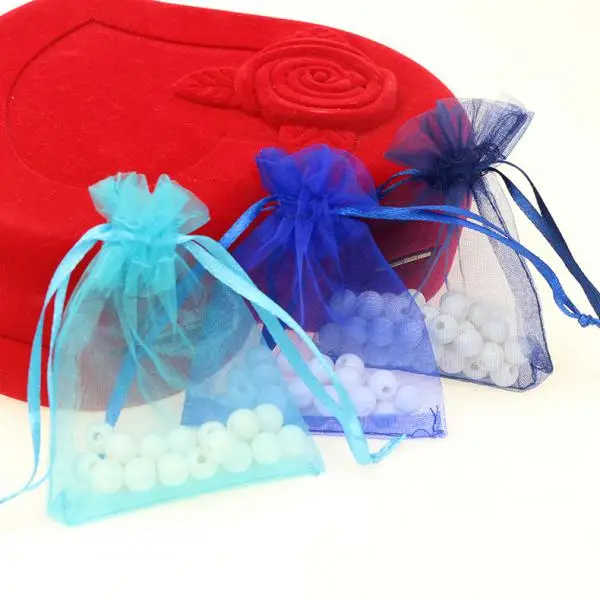 Travel Cosmetic Makeup Jewelry Earrings Beads Candy Storage Holder Pouch Gift Bags Pack of 100PCS Navy Blue