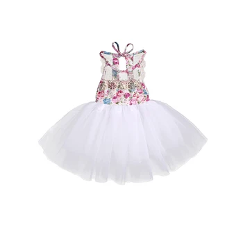 

Xmas Fashion Cute Newborn Toddler Baby Girls Sleeveless O-Neck Lace Floral Print Ball Gown Knee-Length Princess Dress Sundress