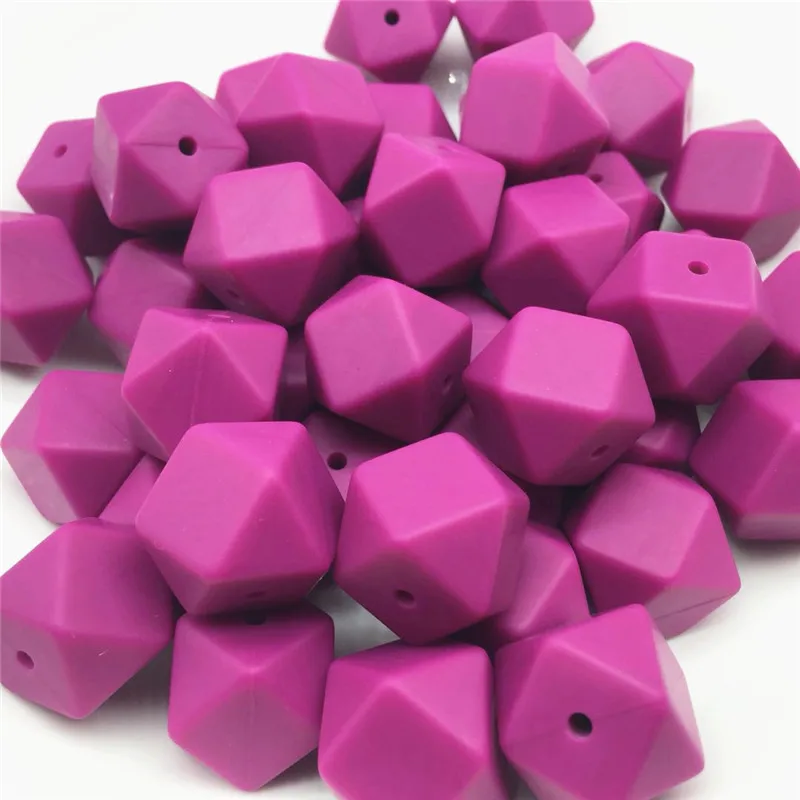 

100 PCS High Quality Multi-Colors Silicone 17 MM Hexagon Beads Making Jewelry Necklace Beads Chewable Rodent Silicone Baby Beads
