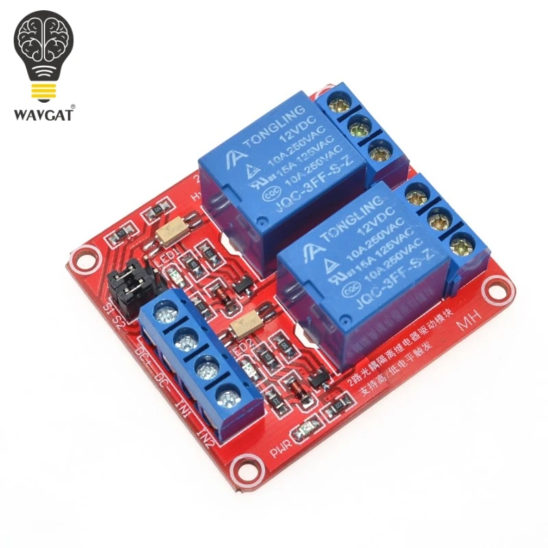 2Channel 12V Board Relay Module Optocoupler Isolation Supports High &Low Trigger 