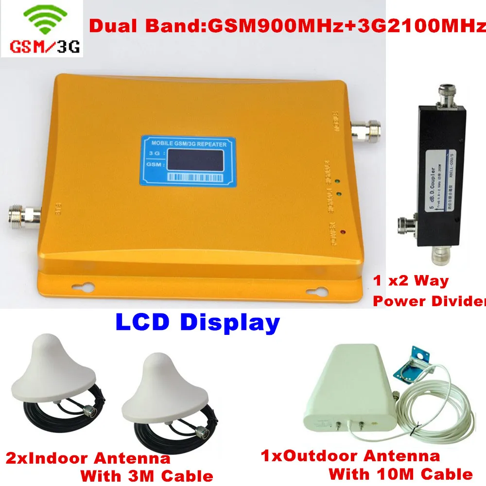 

Log Periodic Antenna With Celling Antenna Cover 2 ROOM GSM 900 WCDMA 3G 2100 Signal Repeater Cell Phone Signal Booster