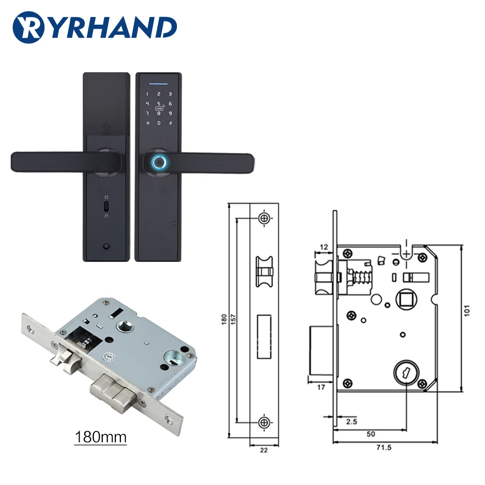 YRHAND замок отпечатков пальцев смарт-карта цифровой код электронный дверной замок Домашний врезной замок безопасности