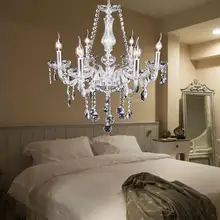 Yonntech 6 Arm Clear K9 Kristallen Kroonluchter Plafondlamp Druppels Hanger Lamp Woonkamer
