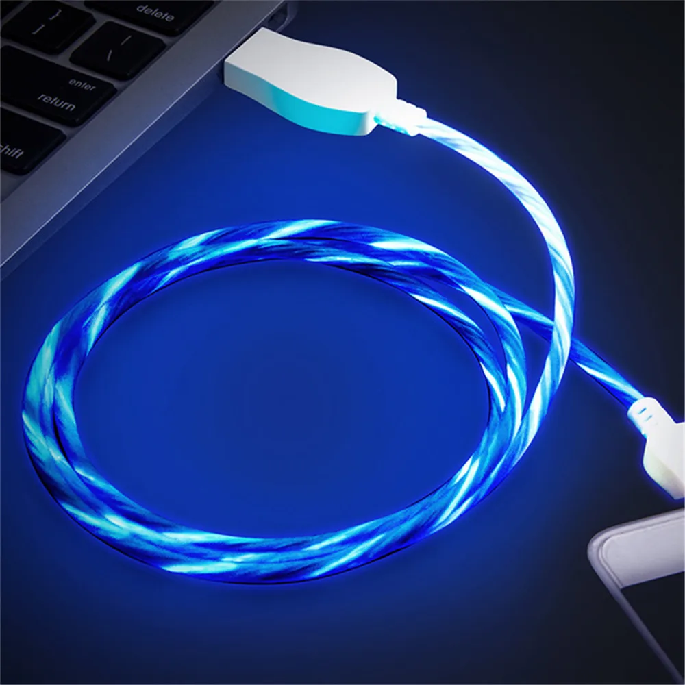 

1M Flowing LED Charging Data Sync Mobile Phone Line Fashion Chasing Light Cable Charger For Android Samsung Huawei Xiaomi HTC LG