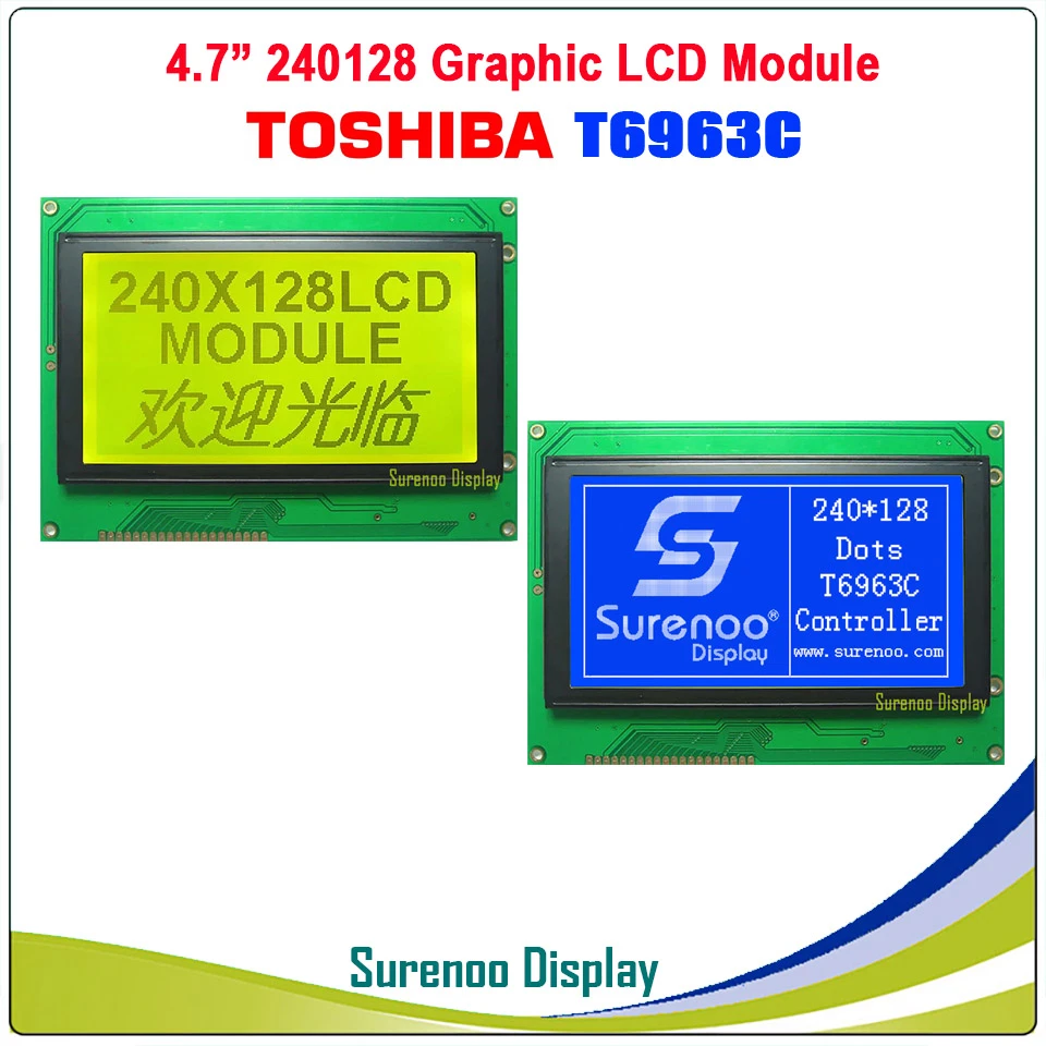 4 7 240128 240 128 T6963c Graphic Matrix Lcd Module Display Screen Panel Yellow Green Blue Negative With Backlight Lcd Modules Aliexpress
