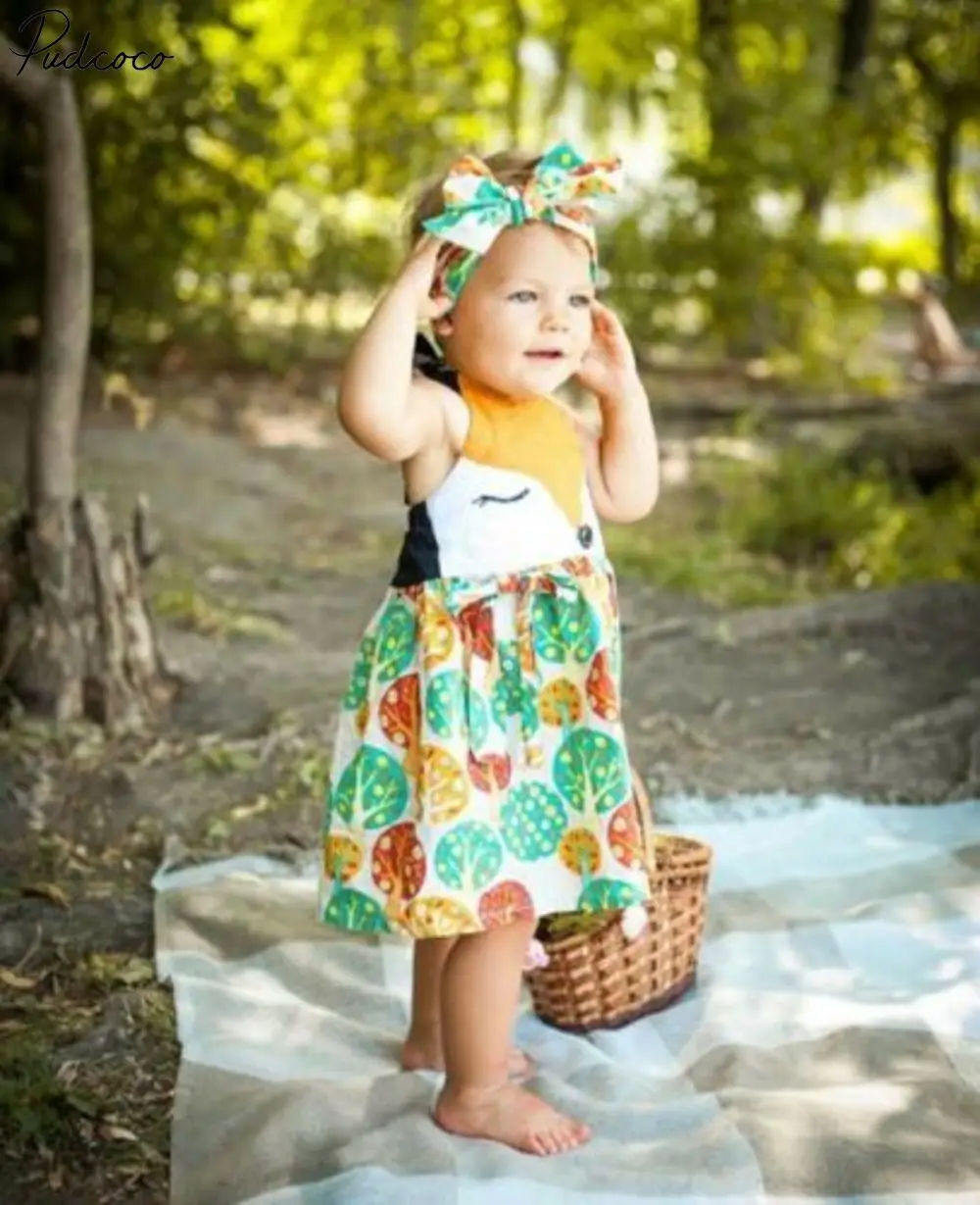 

Toddler Baby Girls Cartoon Fox Clothes Halter Short Dress Summer Sundress 1-5Y