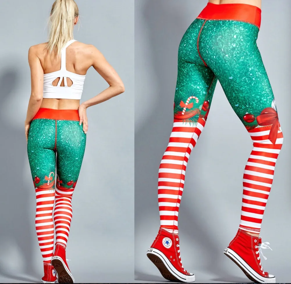 Новый Для женщин Рождество печатных Леггинсы для Сексуальная Slim Fit Bodycon