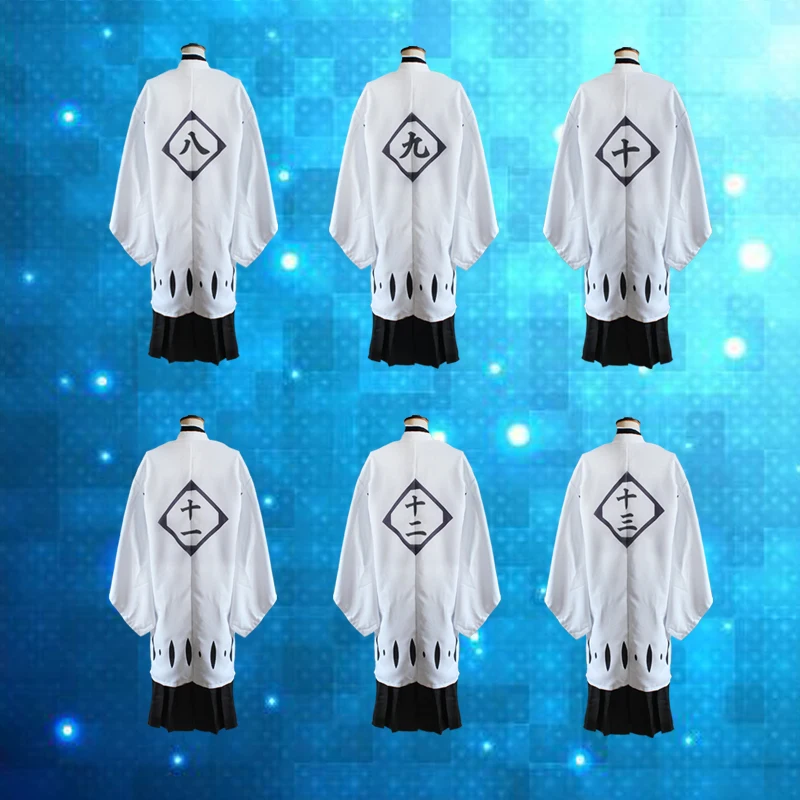 

13 Numbers Anime BLEACH Haori Cosplay Costume White Short / Long Sleeve Cloak From 1st to 13th Division Captain Long Cape
