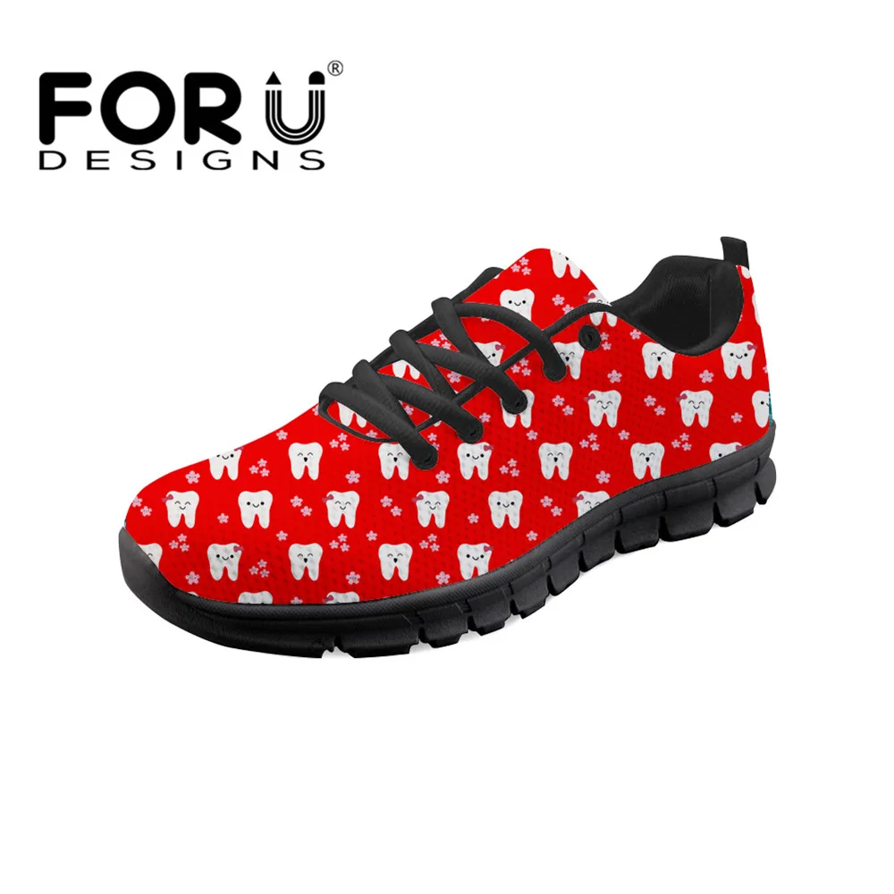 

FORUDESIGNS Fashon Women Flats Shoes Casual Cartoon Cute Dentist Pattern Sneakers Shoes Woman Ladies Comfortable Breathable 2018
