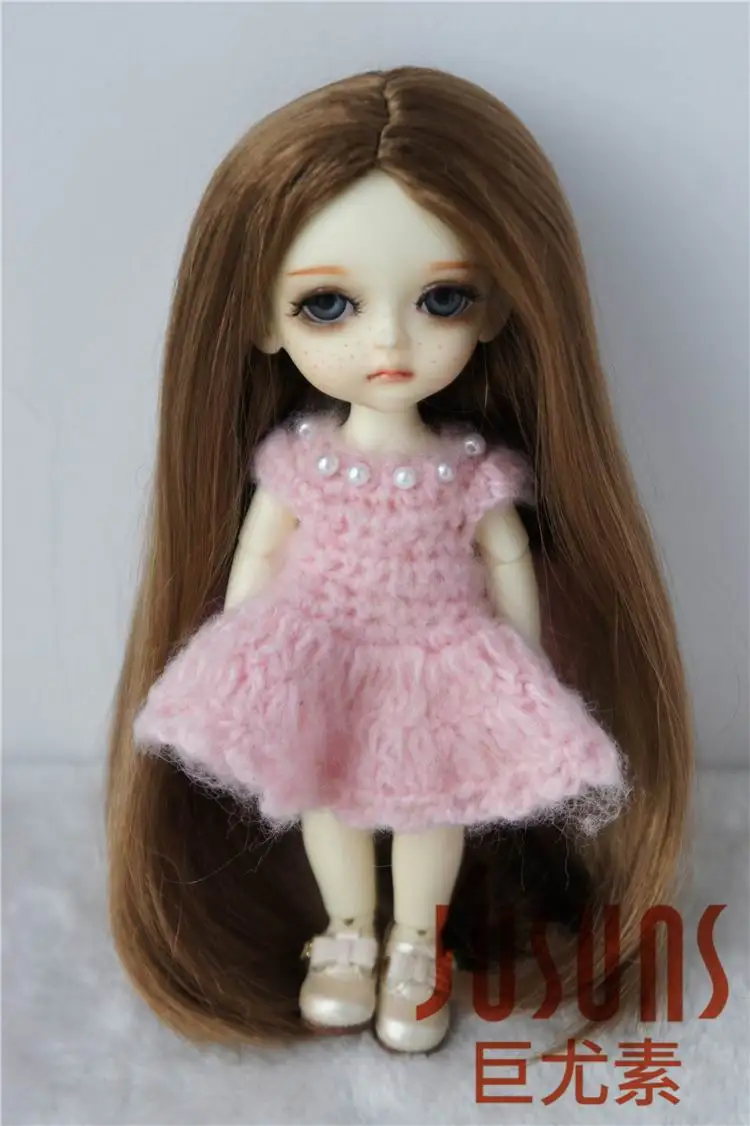 JD016 1/12 1/8 BJD кукольные Парики Мода пробор линия длинный кудрявый парик Размер 3-4 дюйма 4-5 дюймов 5-6 дюймов синтетический мохер кукольные парики - Цвет: 5-6inch Brown SM916