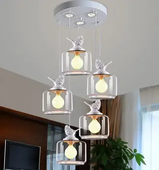

1/3/5 heads lamps bird hanging glass Restaurant Bar children's room bedroom dinner American Rural lamps pendant light MING