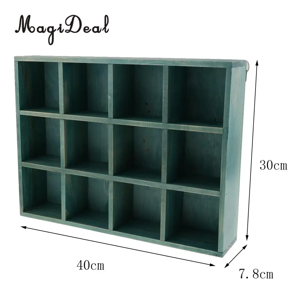 Rustic Wooden Wall Shelf Shadow Box Display Rack Shelf Storage Grid Cube Box for Home DIY Decoration, 40x30x7.8cm	