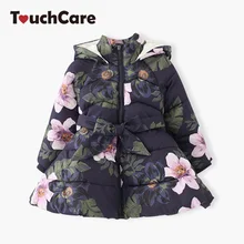 Girls Hooded Flower Coat Kids Padded Fleece Jacket Baby Thick Warm Outerwear Children Winter Overall Clothes Snowsuit