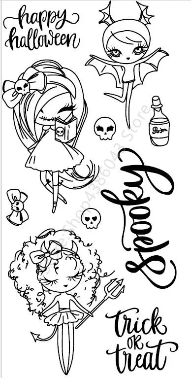 

Halloween girl Clear Stamp Or stamp for DIY Scrapbooking/Card Making/Kids Fun Decoration Supplies A194
