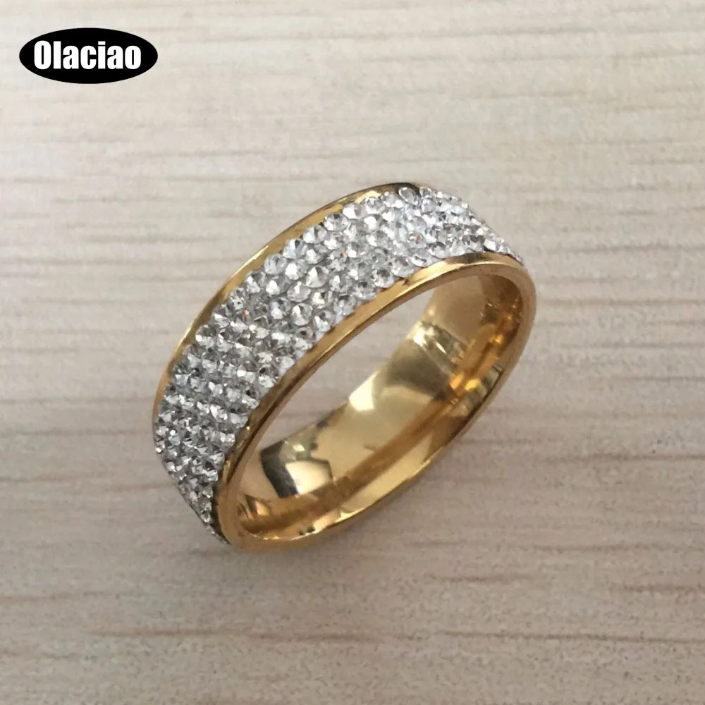Wholesale Fashion Crystal Jewelry 8mm Width Gold Color Stainless Steel