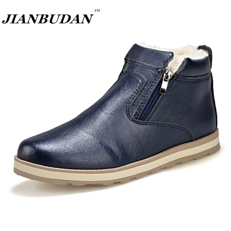 JIANBUDAN High quality Men warm winter snow boots leisure Martin boots 2017 new non slip waterproof
