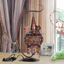 Уютная спальня лампа в богемном стиле Юго-Восточной Средиземноморский пастырской Континентальный Железный Кристалл бронзовые лампы Тайвань Утюг настольные лампы BXY3