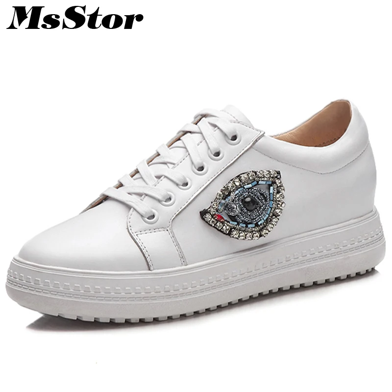 

MsStor String Bead Round Toe Women Flats Casual Fashion Ladies Flat Shoes 2018 Spring Cross tied Crystal Women Flat Shoes