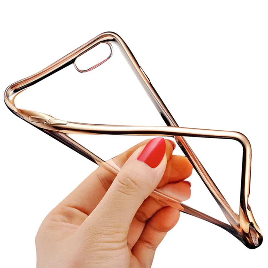 Case For iPhone 5 5S SE 6 6S plus 7 Plus Luxury Plating Gilded Transparent TPU Silicone Soft Phone Cases Cover For iPhone 6 Case (4)