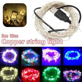 

Waterproof LED Copper Wire String 5/10M USB LED String Light Holiday Outdoor Fairy Lights For Christmas Party Wedding Decoration