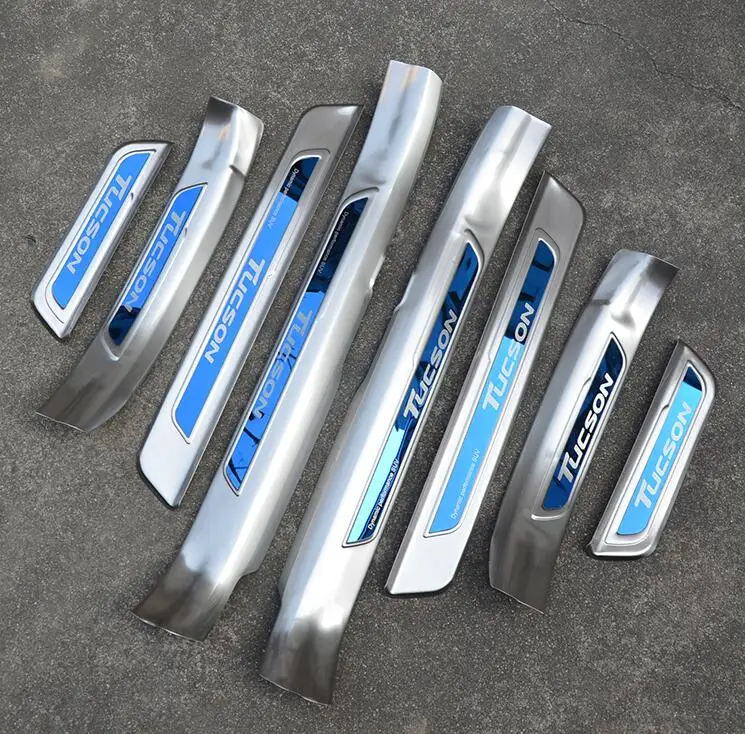 

High quality stainless steel inside external Scuff Plate/Door Sill Protector Sticker Car Styling For 2015 Hyundai Tucson(8pc)