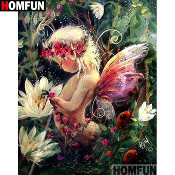 

HOMFUN Full Square/Round Drill 5D DIY Diamond Painting "Flower Fairy" 3D Embroidery Cross Stitch 5D Home Decor A13136