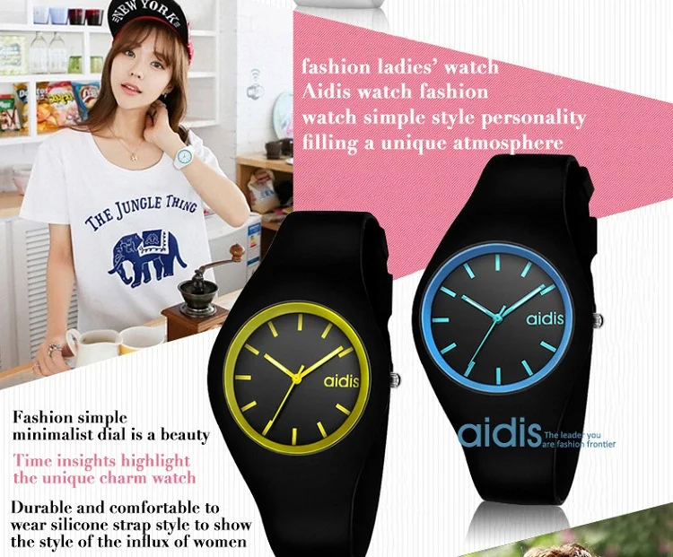 Женские Силиконовые кварцевые часы с мягким ремешком, водонепроницаемые женские повседневные модные наручные часы